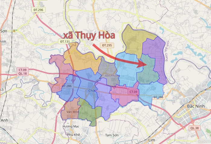 Vị trí xã Thụy Hòa huyện Yên Phong tỉnh Bắc Ninh