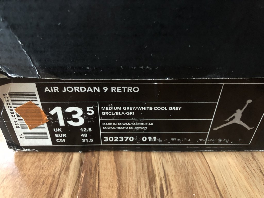 DS 2002 Nike Air Jordan IX 9 Retro Cool Grey 302370-011 sz