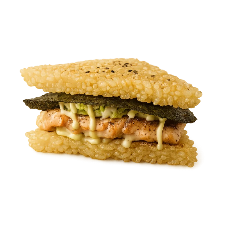 Zalm crispy rice sandwich