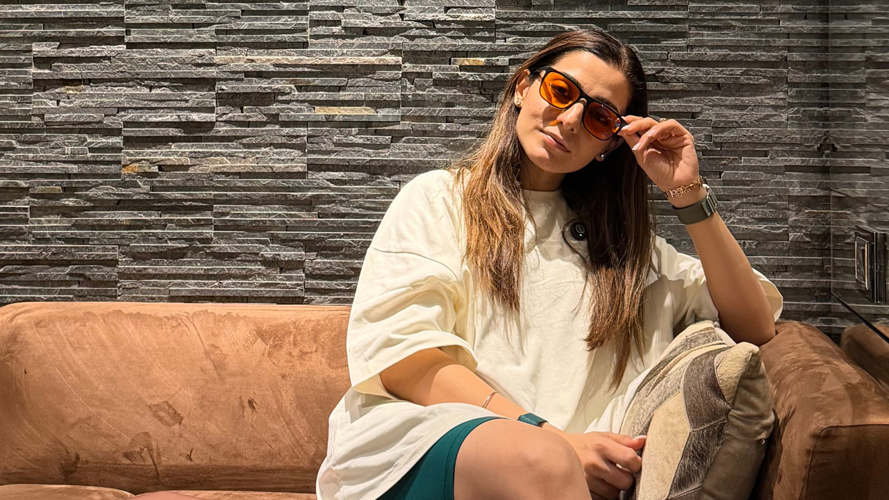 Wearing Noctix Lunaire glasses