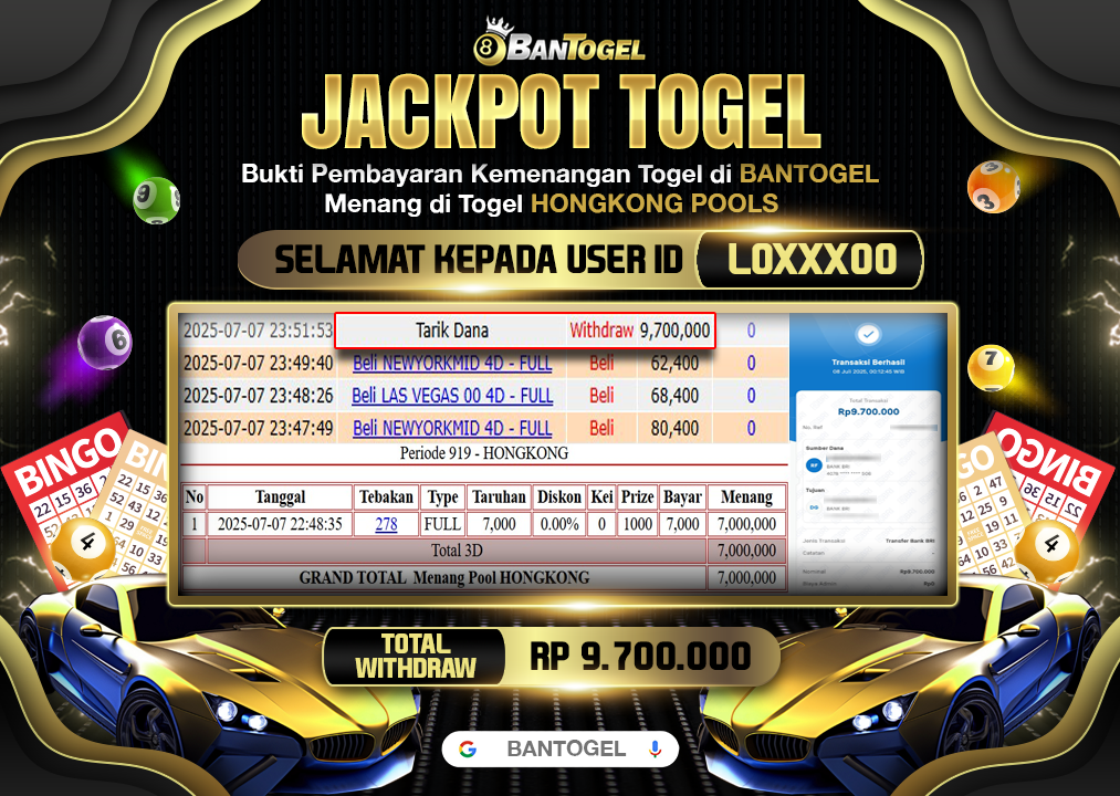 BUKTI JACKPOT LUNAS BANTOGEL