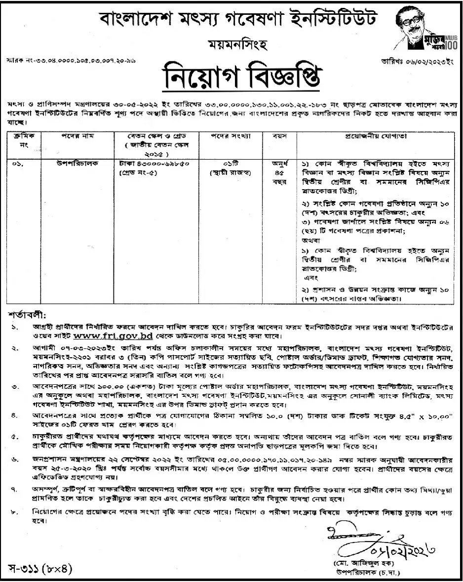 FRI Job Circular 2024