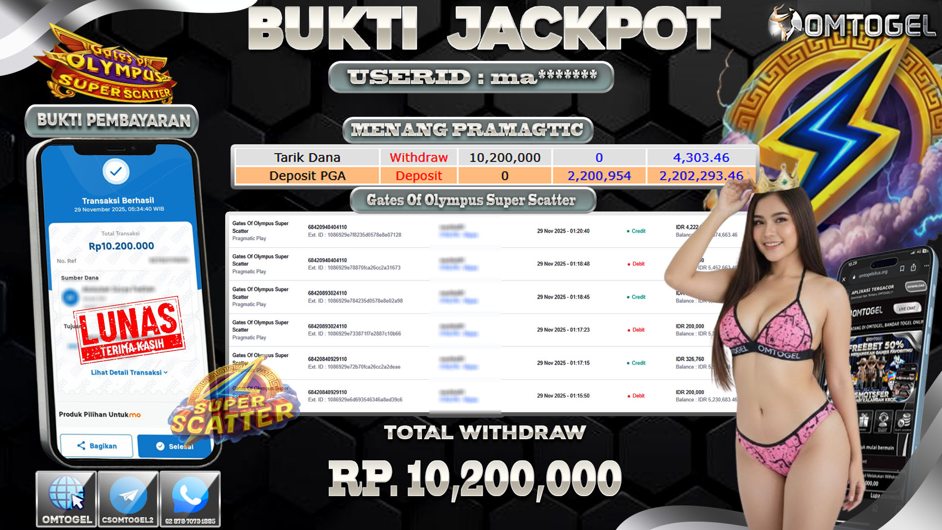 OMTOGEL JACKPOT PRAGMATIC PLAY GATES OF OLYMPUS SUPER SCATTER ,10 JUTA DI BAYAR LUNAS ,-
