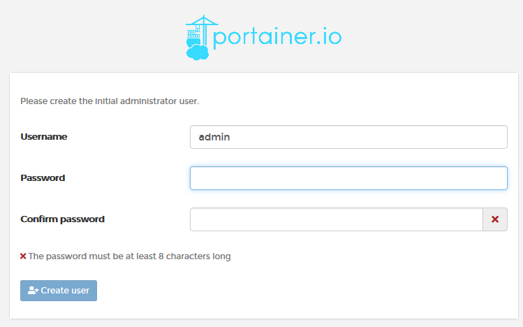 First Login Portainer