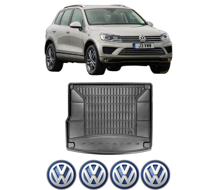 Tavita Portbagaj Volkswagen TOUAREG (7P5, 7P6) din 2010-2018, Protectie Portbagaj Auto, 4x Stickere auto cu Volkswagen