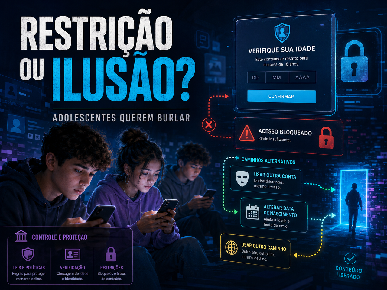 **Título principal:** Adolescentes prometem driblar restrições nas redes e o Reino Unido descobre que proibir é bem mais fácil do que governar