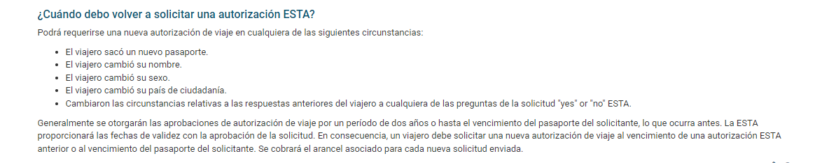 ¿Cuándo debo volver a solicitar una autorización ESTA? - Actualizar el ESTA (USA): qué datos se pueden modificar? - Foro USA y Canada