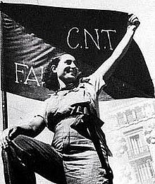 220px Woman with cntfai flag 3 - Historia de una Revolución 1937 Un Pueblo En Armas CNT AIT