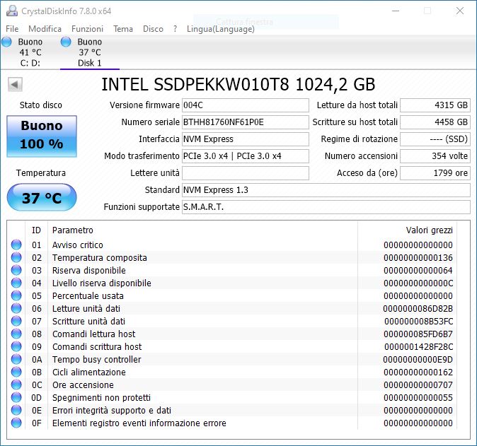 CrystalDiskInfo Intel 760P 1TB 2019-05-31