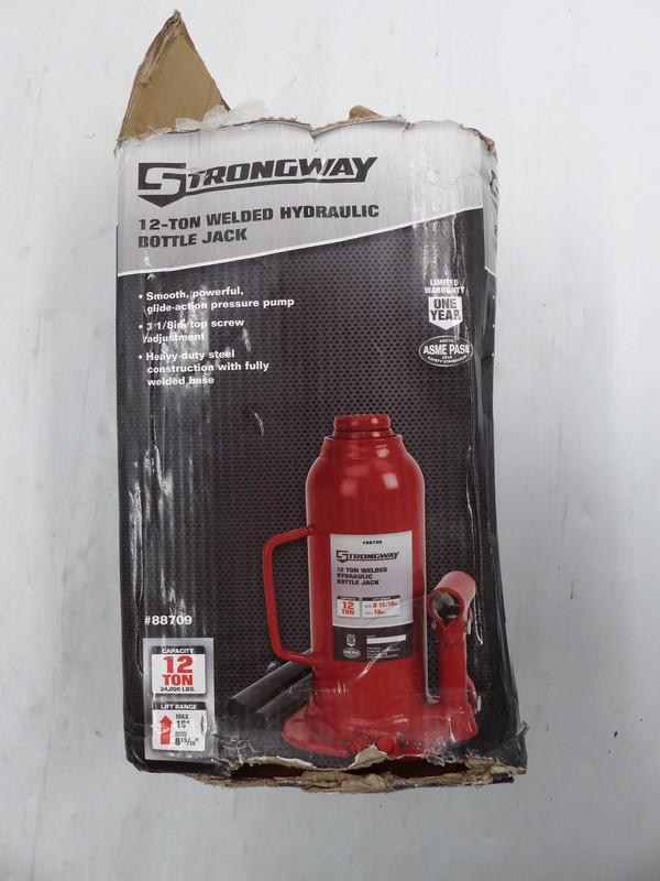 STRONGWAY 12-TON HYDRAULIC BOTTLE JACK WITH WELDED BASE 88709