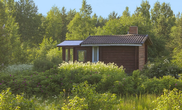Ilustrasi bangunan sauna di Finlandia.