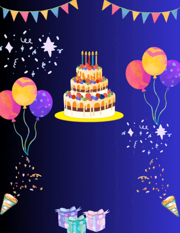 Blue and Pink Illustrative Happy Birthday Flyer (1)