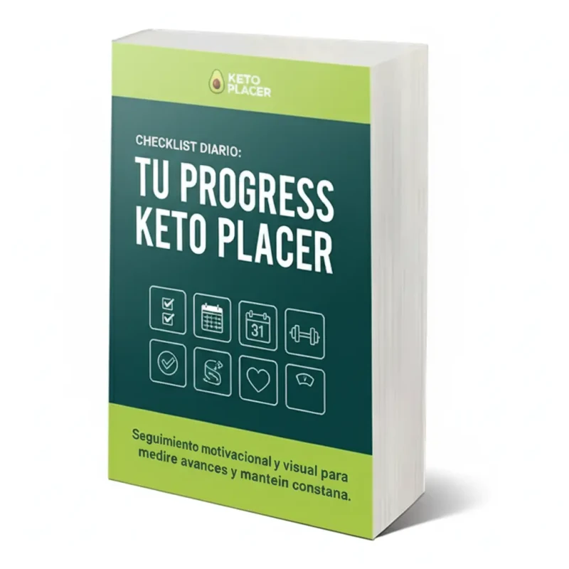 Mockup of the 'Tu progreso Keto Placer' daily checklist.
