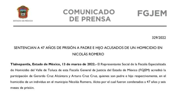 Padre e hijo cometen homicidio juntos; son condenados a 47 años en prisión