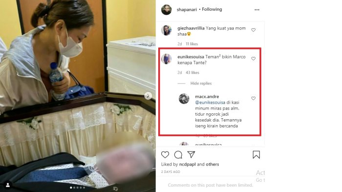 Netizen menyebut Marco Panari meninggal tersedak karena diberi miras oleh temannya saat tidur