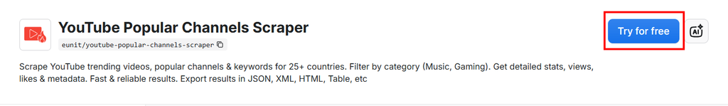 YouTube Popular Channels Scraper