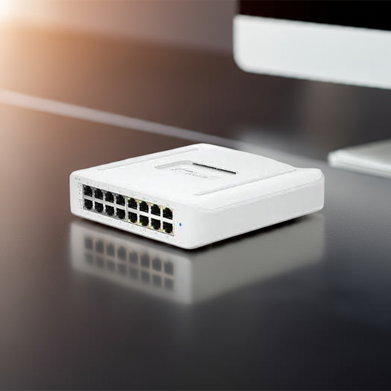 Vista frontal do Switch UniFi Lite 16 PoE