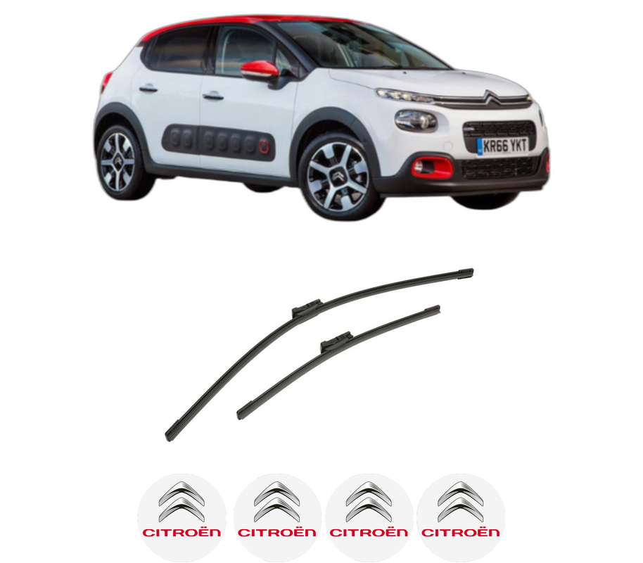Set stergatoare auto CITROEN C3 III Van (SX_, SY_) din 2016-2019, pentru parbriz auto, 2 bucati, Bosch Aerotwin, din cauciuc siliconat rezistent, 4 Stickere Auto CITROEN