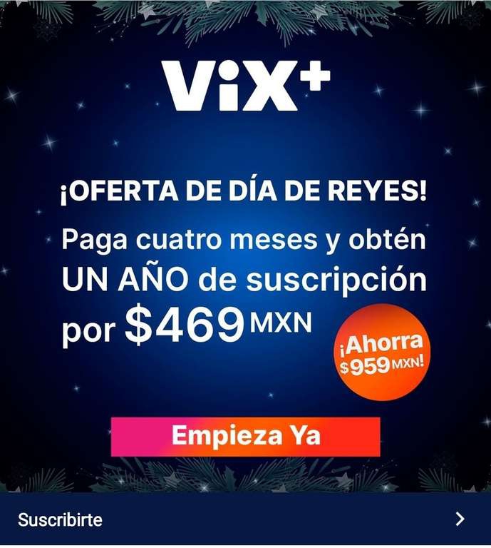 Vix+ | Paga 4 y llévate 12 meses de servicio. 
