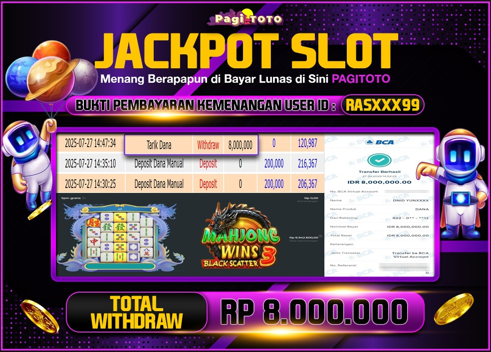 HAPPY JACKPOT MEMBER PAGITOTO SLOT MAHJONG WINS 3 BLACK SCATTER Rp 8.000.000-, - LUNAS