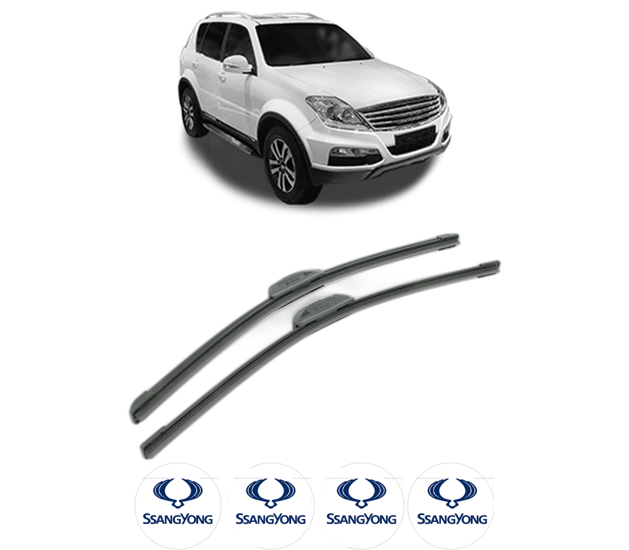 Set stergatoare auto SSANGYONG REXTON W / REXTON VAN din 2015, pentru parbriz auto, 2 bucati, Bosch Aerotwin Retrofit, din cauciuc siliconat rezistent, 4 Stickere Auto SSANGYONG