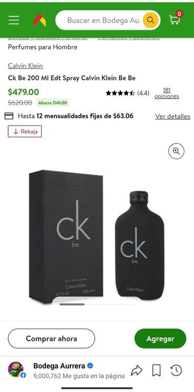 Bodega Aurrerá en línea: Perfume Calvin Klein 200 ml
