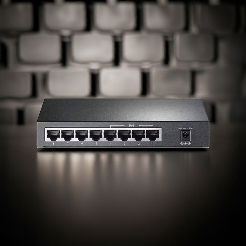 Switch com 4 portas PoE+ e orçamento de 64W