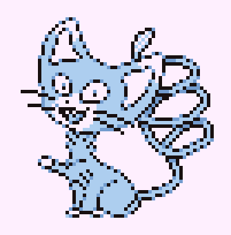 Fae, my Glameow with wide eyes and a crooked smile.