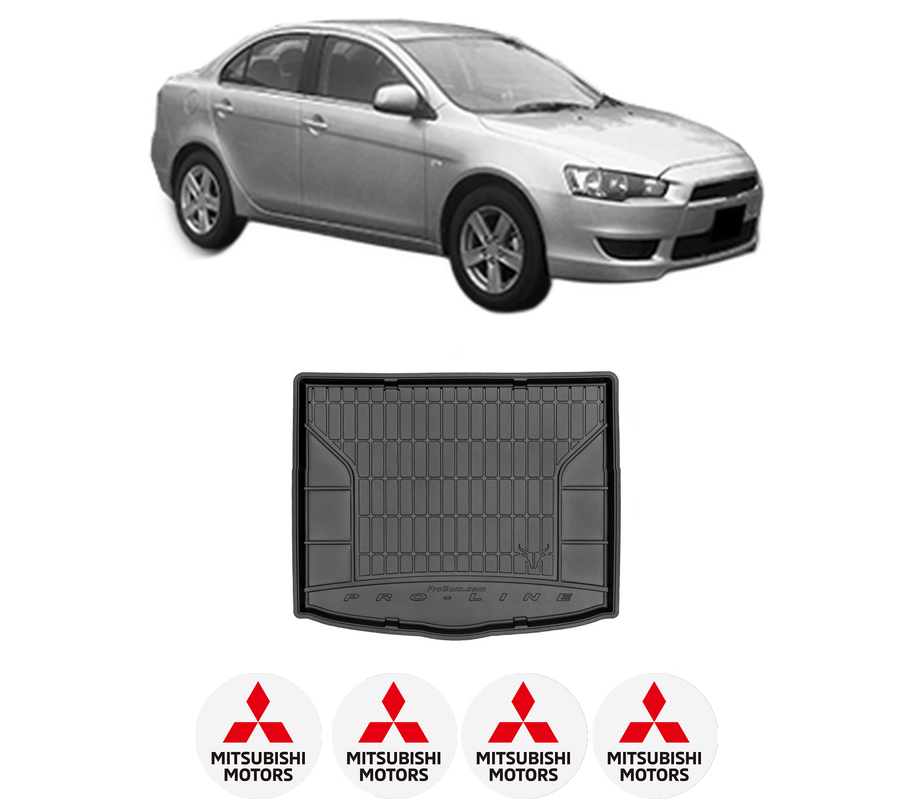 Tavita Portbagaj MITSUBISHI LANCER VIII (CY_A, CZ_A) din 2008-2015, Protectie Portbagaj Auto, 4x Stickere auto cu MITSUBISHI