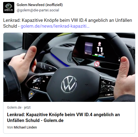 VW ID.4: Lenkrad mit Bedienelementen Schuld an Unfällen?