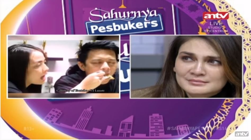 Ekspresi Luna Maya saat melihat video Ariel NOAH disuapi