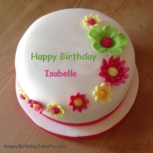 Anniversaires membres - Page 31 Colorful-flowers-birthday-cake-for-Isabelle