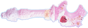 A pink moon wand pointing right
