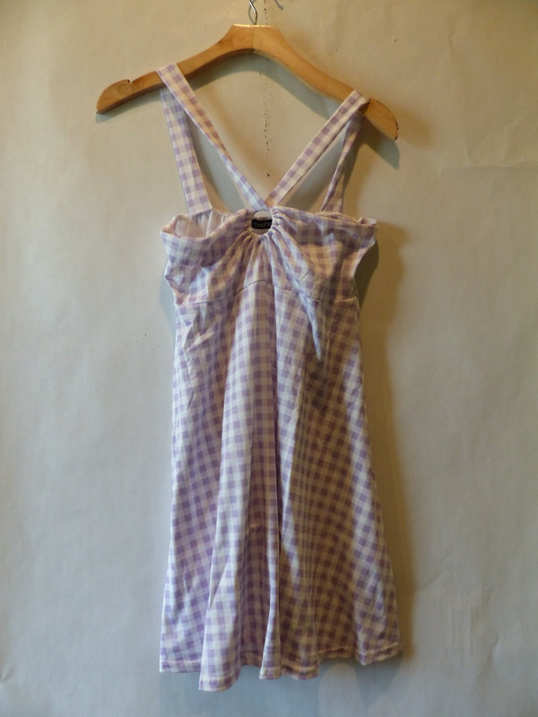 BOOHOO WOMNS FITTED MINI GINGHAM STRAPPY SKATER DRESS IN PURPLE SIZE 12