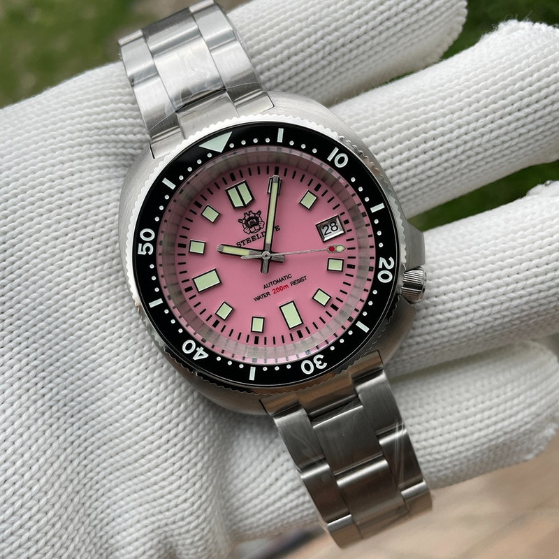 Steeldive SD1974 Pink Captain Willard Turtle 200M Automatic Diver Watch
