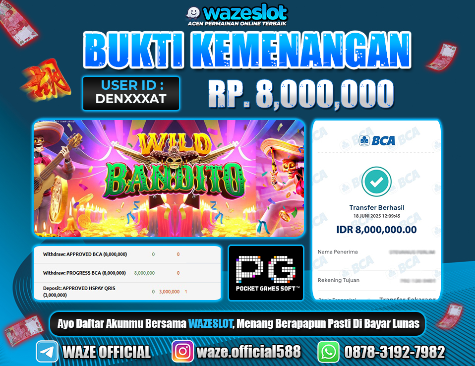 BUKTI KEMENANGAN 18 JUNI 2025 DI GAME WILD BANDITO