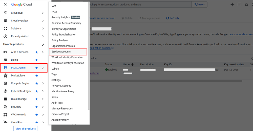 Create Service Account