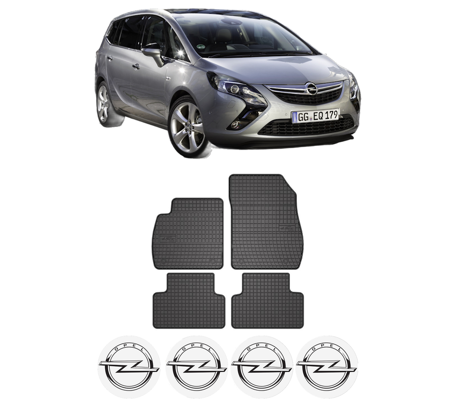 Set covorase presuri OPEL ZAFIRA TOURER C (P12) din 2011-2019, auto, din cauciuc thermoplastic, 4 Stickere auto cu OPEL