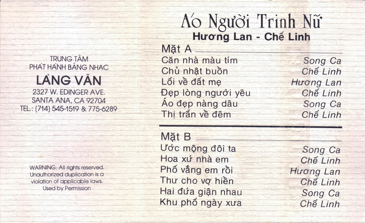 Huong Lan & Che Linh - Ao Nguoi Trinh Nu (back)