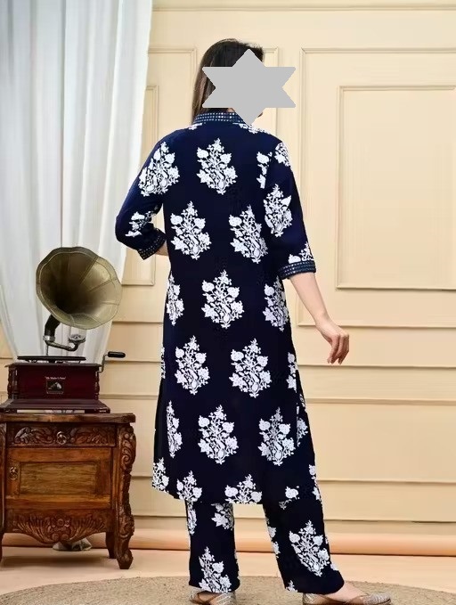 Blue printed Kurti With Palazzo Color 1 (KS105)