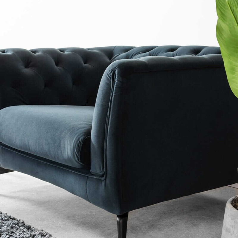 Baxter Navy Velvet Chesterfield Armchair FW Homestores
