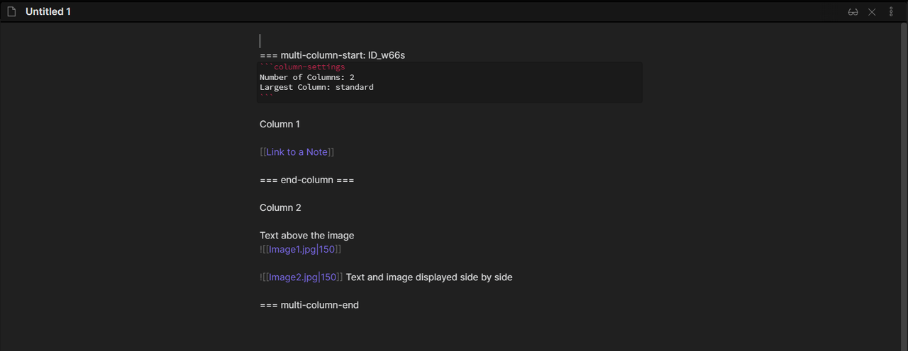 multicolumn markdown code