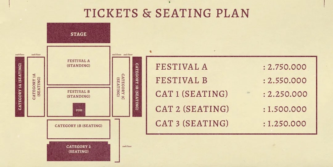 Seat plan konser Bring Me The Horizon di Jakarta.