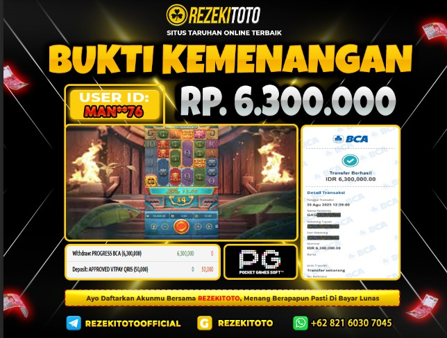BUKTI KEMENANGAN 30 AGUSTUS 2025 TREASURES OF AZTEC 6 JUTA 