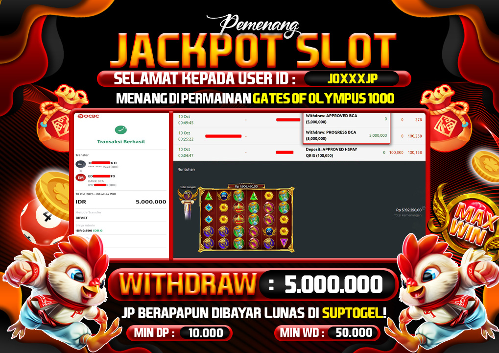  BUKTI KEMENANGAN 10 OCTOBER 2025 MENANG DI PERMAINAN  SLOT MAHJONG WAYS 5 JT