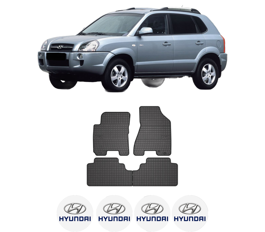 Set covorase presuri HYUNDAI TUCSON (JM) din 2004-2012, auto, din cauciuc thermoplastic, 4 Stickere auto cu HYUNDAI