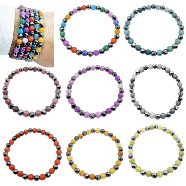 Bracciale Donna Con Pietre Naturali Ametista Amazzonite Agata – Ciondolo Cuore Regolabile JSDDE