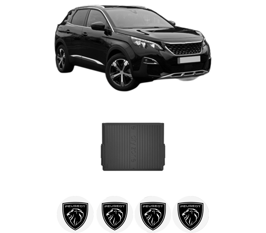 Tavita Portbagaj PEUGEOT 3008 II SUV (MC_, MR_, MJ_, M4_) din 2016-2020, Protectie Portbagaj Auto, 4x Stickere auto cu PEUGEOT