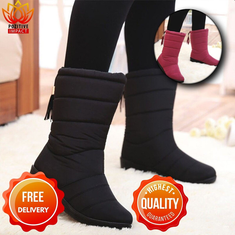 Botas De Invierno Para Mujer Zapatos De Nieve Impermeables Cálidas Botines  Moda | eBay