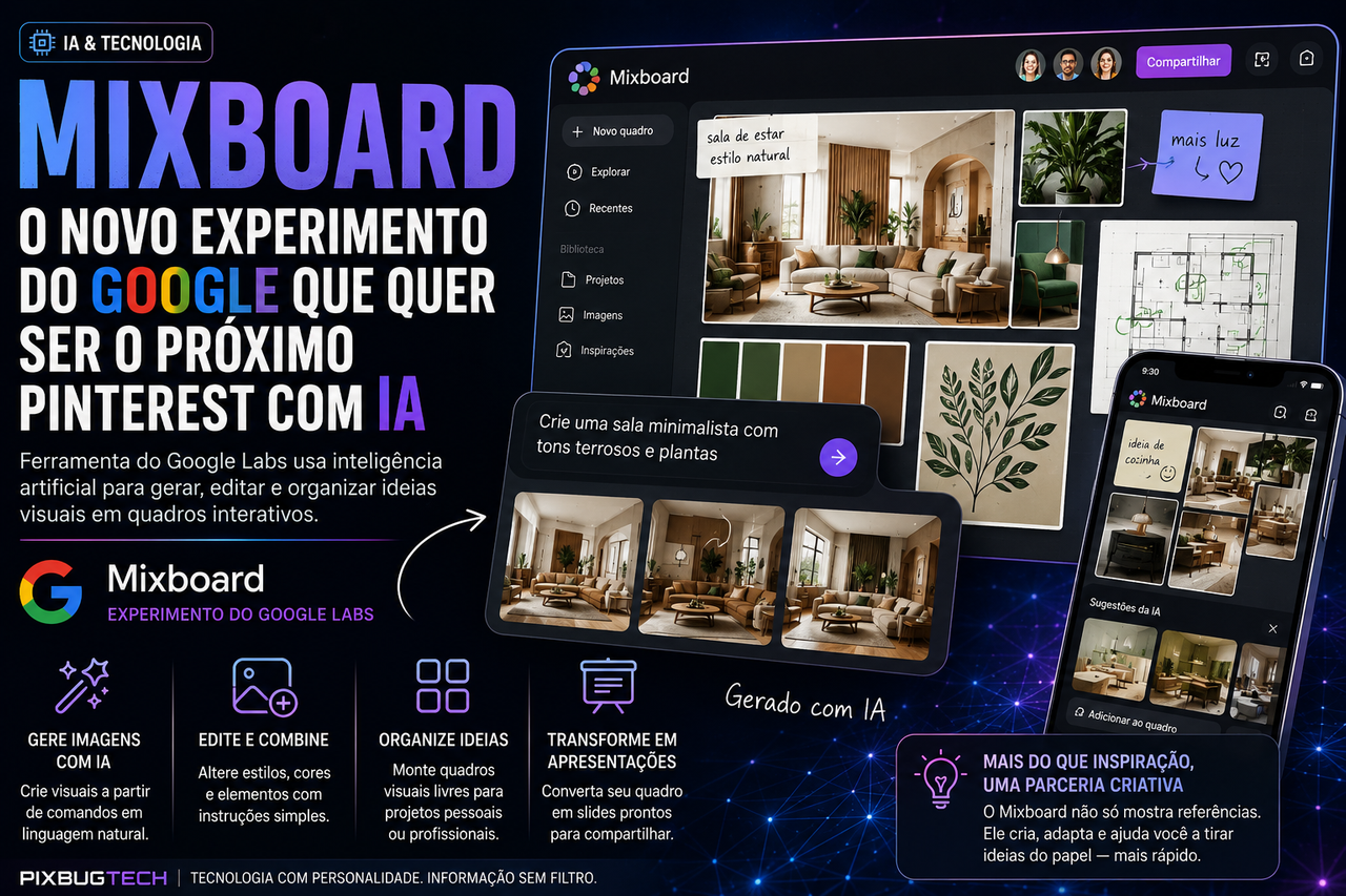 Mixboard: o Google transforma quadros de inspiração em espaços criativos comandados por inteligência artificial